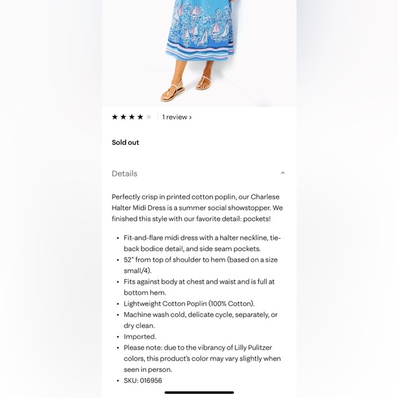 Lilly Pulitzer Charlese Halter Midi Dress, Size 8, NWT - Picture 5 of 12